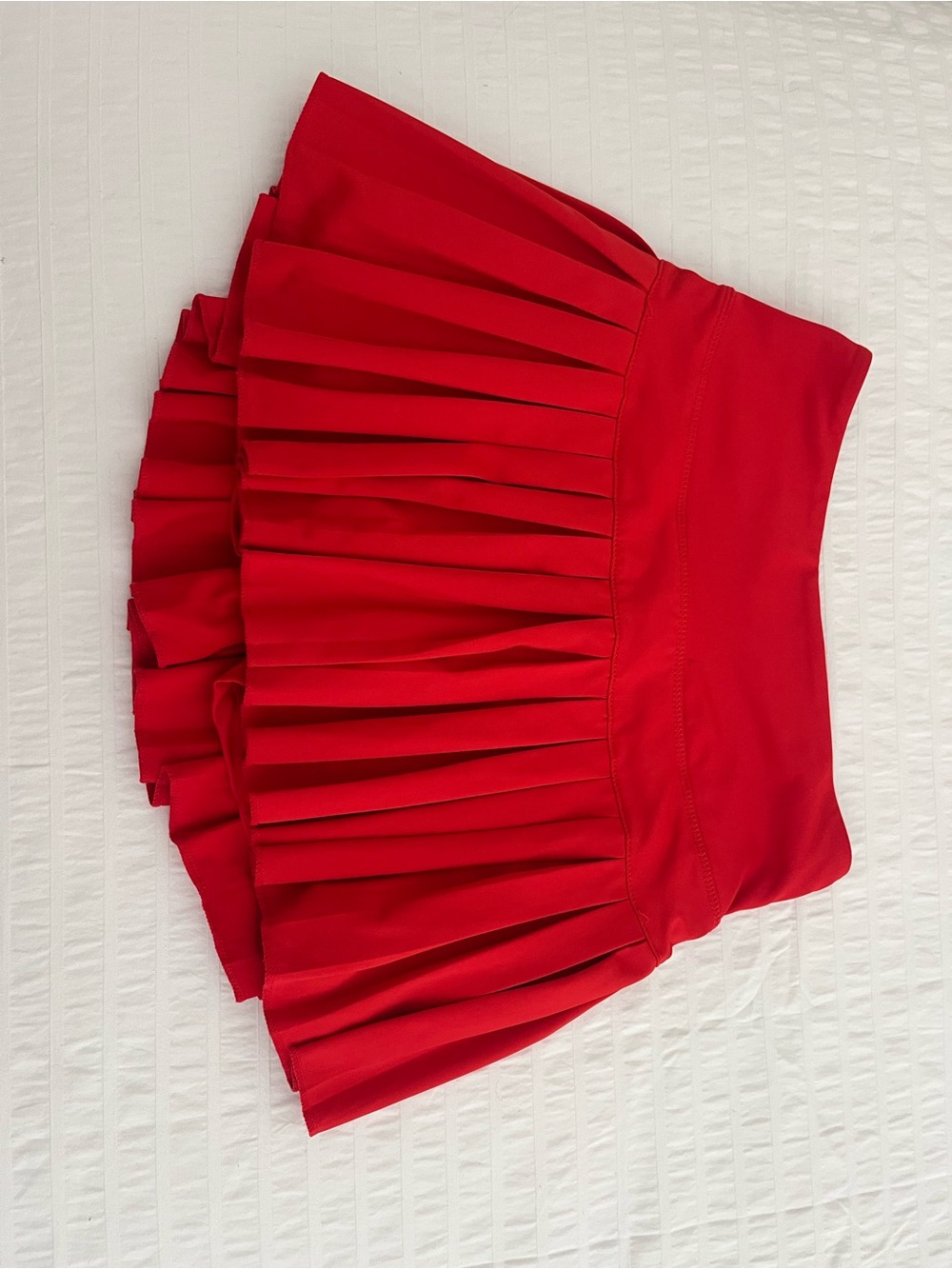 Women's Red Pleated Mini Skirt with High Waist